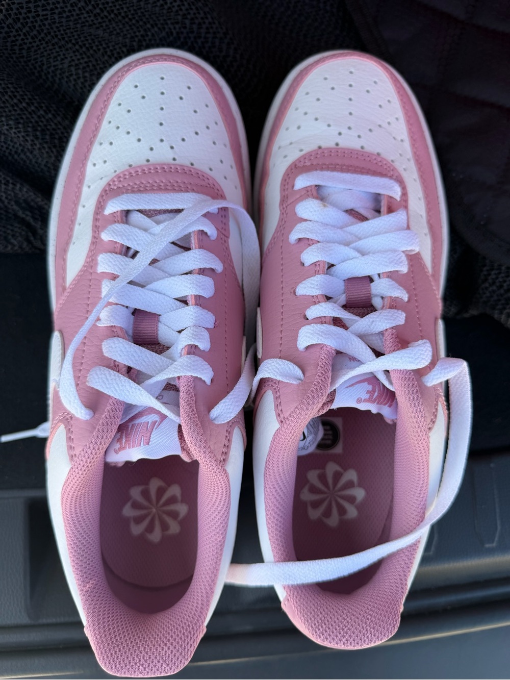 Nike Women’s Pink and White Low-Top Sneakers - Classic Lace-Up Style